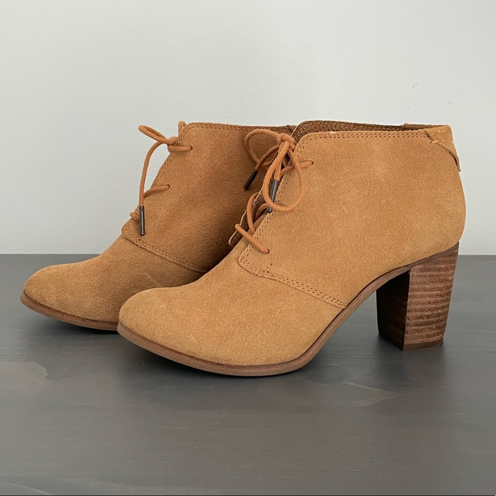 TOMS Lunata Lace-up Ankle Chunky Heel Booties size 7.5